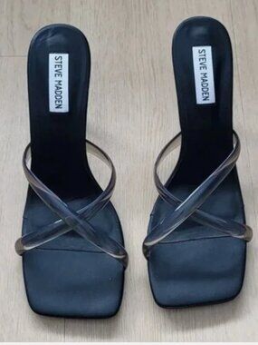 Steve Madden Jada Transparent High Heeled Sandals in Black Size 10